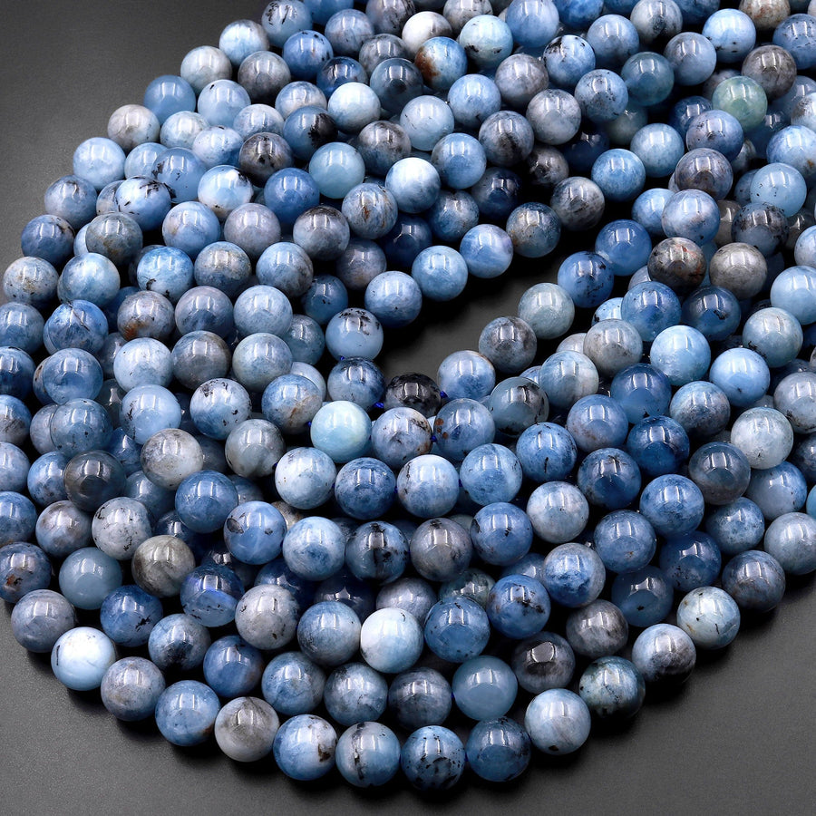 Natural Blue Santa Maria Aquamarine 6mm 8mm 10mm 12mm Round Beads Real Genuine Natural Blue Aquamarine Gemstone Birthstone 15.5" Strand