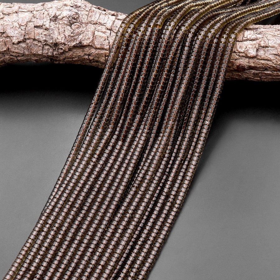 Rare Natural Ice Obsidian 4mm Heishi Rondelle Beads 15.5" Strand