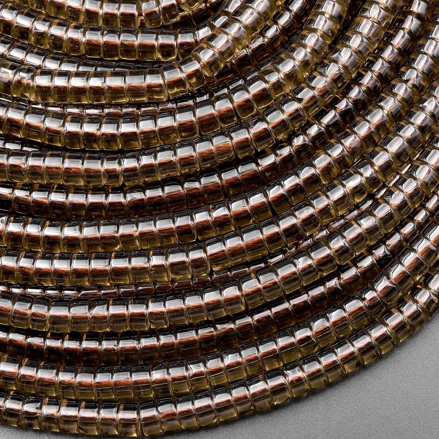 Rare Natural Ice Obsidian 4mm Heishi Rondelle Beads 15.5" Strand