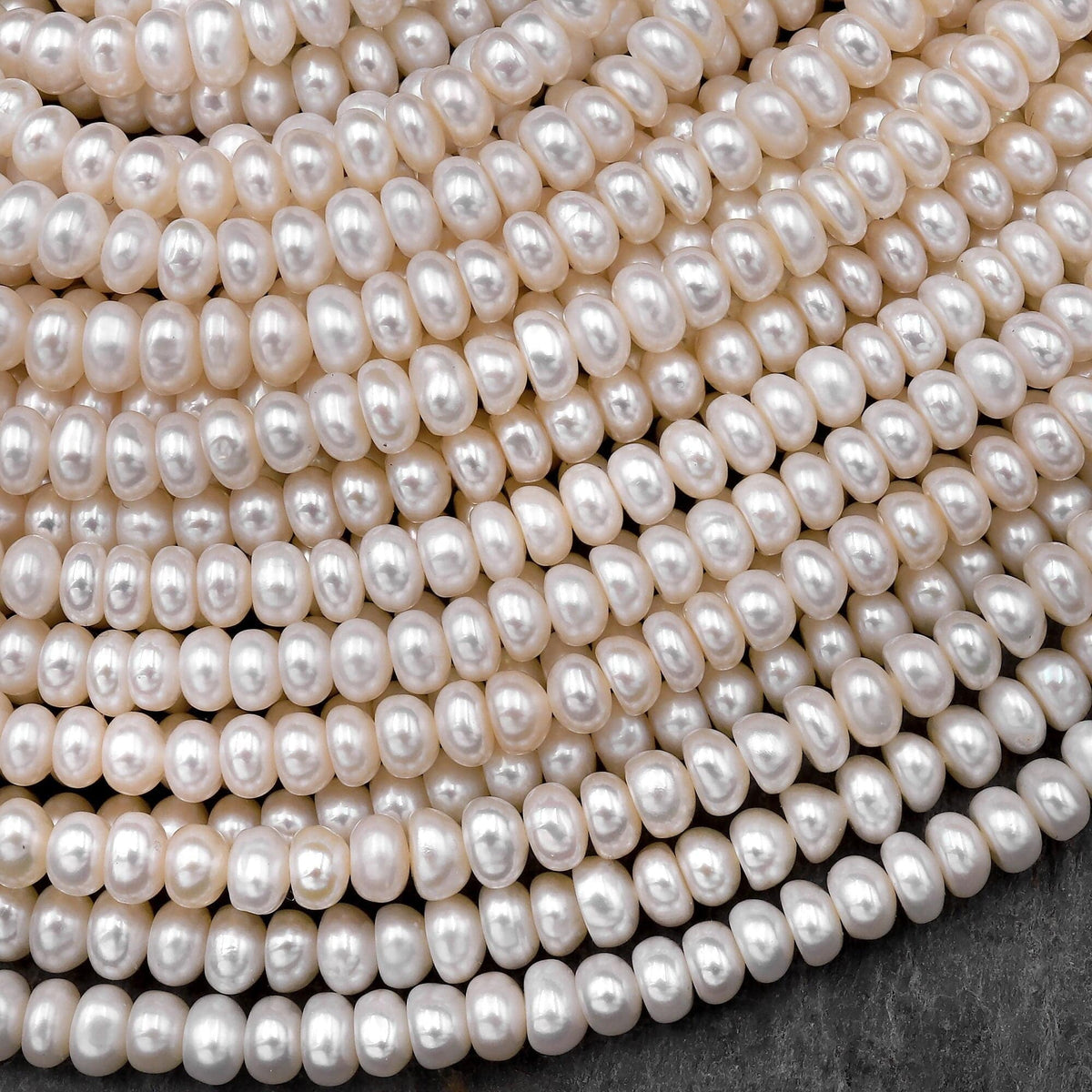 Genuine White Freshwater Pearl 4mm Rondelle Beads Shimmery Iridescent  Classic Pearl 15.5