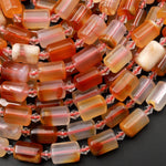 Natural Carnelian Smooth Tube Cylinder Beads 15.5" Strand