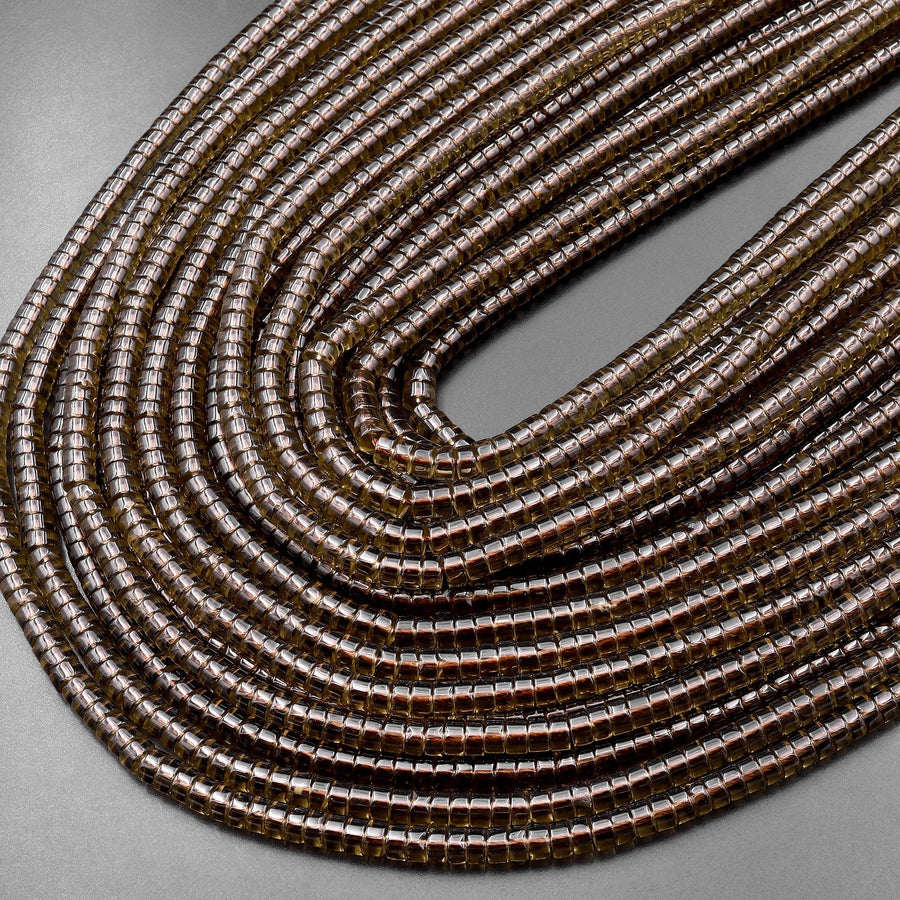 Rare Natural Ice Obsidian 4mm Heishi Rondelle Beads 15.5" Strand