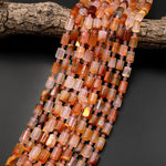 Natural Carnelian Smooth Tube Cylinder Beads 15.5" Strand