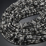 Natural Black Tourmaline Rutilated Rutile Quartz 4mm Faceted Rondelle Beads Gemstone 15.5" Strand