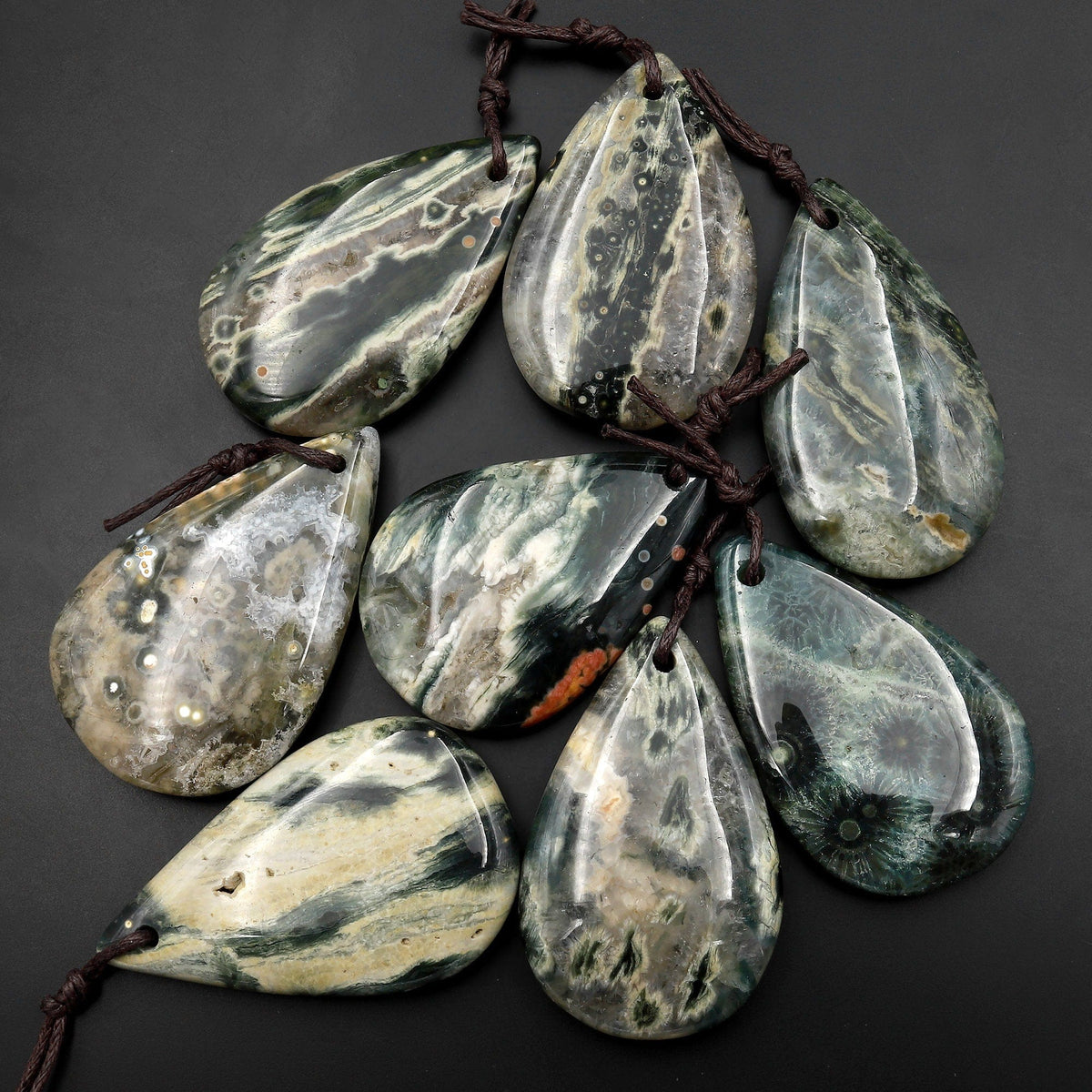Ocean Jasper 14K Gold Filled Freeform | 2.25 | Green/White/Gold | 1 Pendant