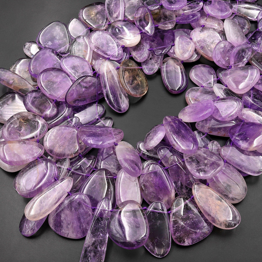 Natural Ametrine Freeform Teardrop Top Side Drilled Freeform Gemstone Beads 15.5" Strand