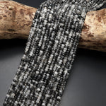 Natural Black Tourmaline Rutilated Rutile Quartz 4mm Faceted Rondelle Beads Gemstone 15.5" Strand