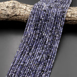 Natural Blue Iolite Faceted 3mm Round Gemstone Beads 15.5" Strand