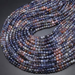Rare Natural Sunstone Iolite Faceted 4mm Cube Beads 15.5" Strand