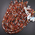 Natural Red Dragon Agate 8mm Round Beads Earthy Red Gray Gemstone 15.5" Strand