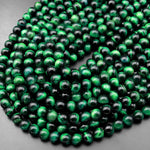 AAA Mystic Malachite Green Tiger's Eye 6mm 8mm 10mm Smooth Round Beads 15.5" Strand