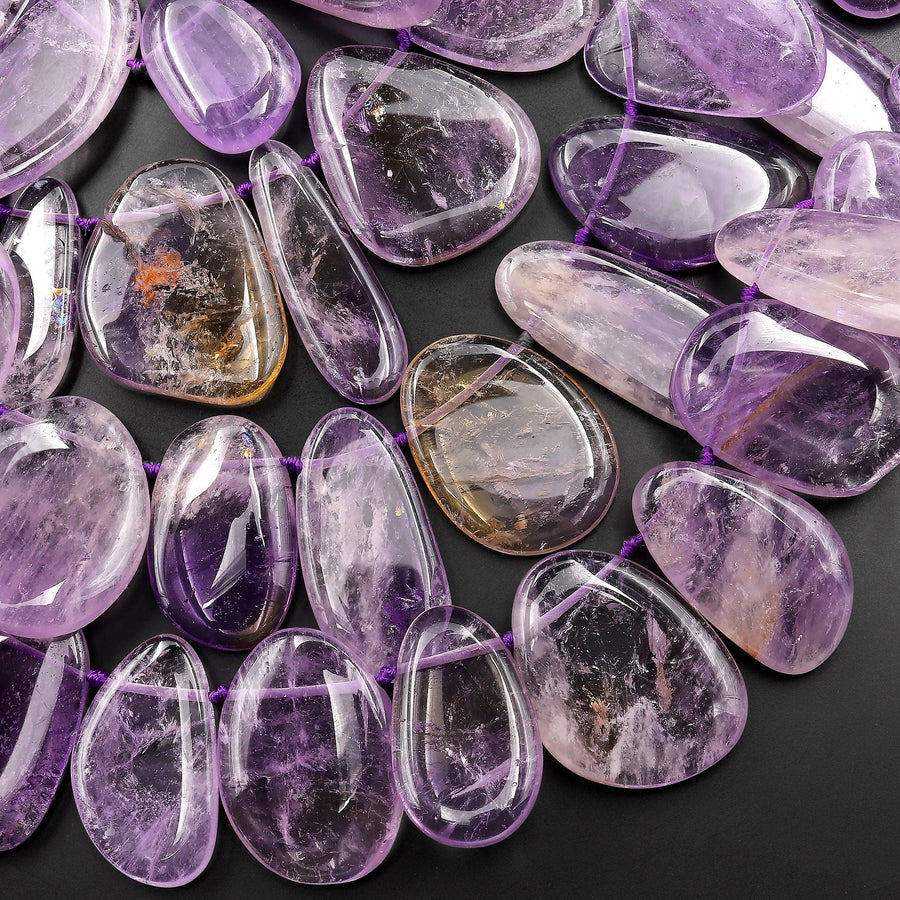 Natural Ametrine Freeform Teardrop Top Side Drilled Freeform Gemstone Beads 15.5" Strand