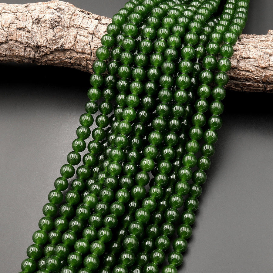 Green Taiwan Jade Smooth Round 2mm 3mm 4mm 6mm 8mm 10mm 12mm Beads 15.5" Strand