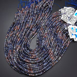 Rare Natural Sunstone Iolite Faceted 4mm Cube Beads 15.5" Strand