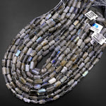 Natural Labradorite Tube Beads 1Lots of Rainbow Flashes 15.5" Strand