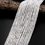 Faceted Natural Howlite 3mm 4mm Rondelle Beads Gemstone 15.5" Strand