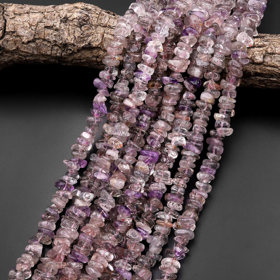 Natural Auralite 23 Cacoxenite Freeform Rondelle Heishi Beads 15.5" Strand