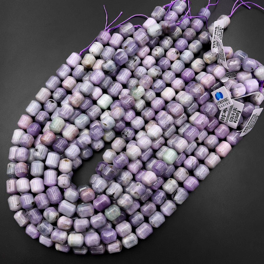 Rare Natural Stormy Blue Green Purple Kunzite 12mm Bullet Beads 15.5" Strand
