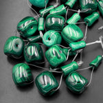 Large Natural Malachite Guru Beads 3 Holes T-Beads Set For Mala Making 12mm 14mm
