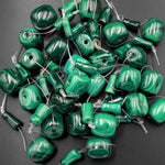 Large Natural Malachite Guru Beads 3 Holes T-Beads Set For Mala Making 12mm 14mm