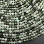 Faceted Natural Green Tourmaline Rutile Quartz 3mm 4mm Round Beads 15.5" Strand