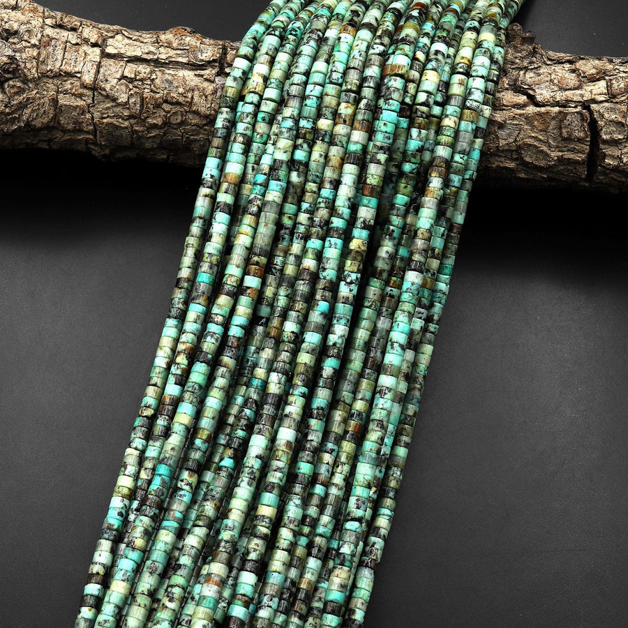 Natural African Turquoise Heishi Beads 4mm Gemstone 15.5" Strand