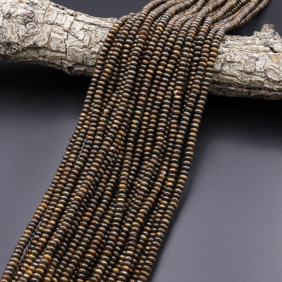 Natural Bronzite Smooth Rondelle 4mm Beads 15.5" Strand