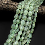 Natural Green Prehnite Oval Beads 15.5" Strand
