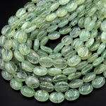 Natural Green Prehnite Oval Beads 15.5" Strand