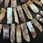 Natural Peruvian Blue Opal Freeform Rectangle Beads Spike Cleopatra Style Fan Shaped 15.5" Strand