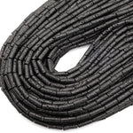 Natural Black Lava Rock Thin Long Tube Beads 14mm 15.5" Strand