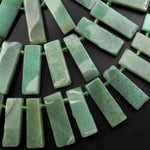 Natural Aventurine Rectangle Beads Spike Stick Slice Focal Pendant Cleopatra Style Fan Shaped 15.5" Strand