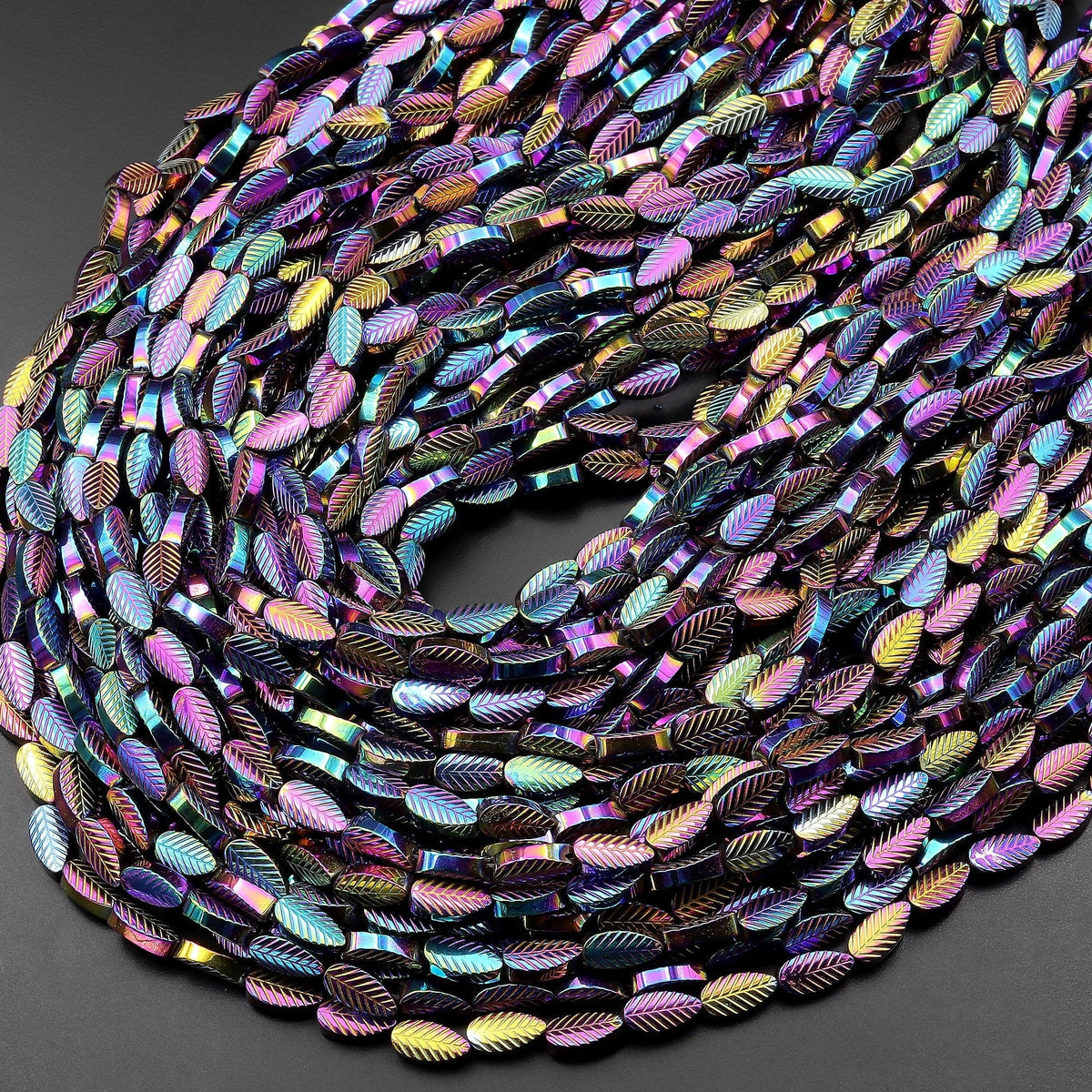 Leaf Beads, Multicolor Carved 20x13mm-BD5416-STRAND