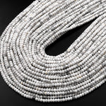 Faceted Natural Howlite 3mm 4mm Rondelle Beads Gemstone 15.5" Strand