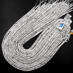 Faceted Natural Howlite 3mm 4mm Rondelle Beads Gemstone 15.5" Strand