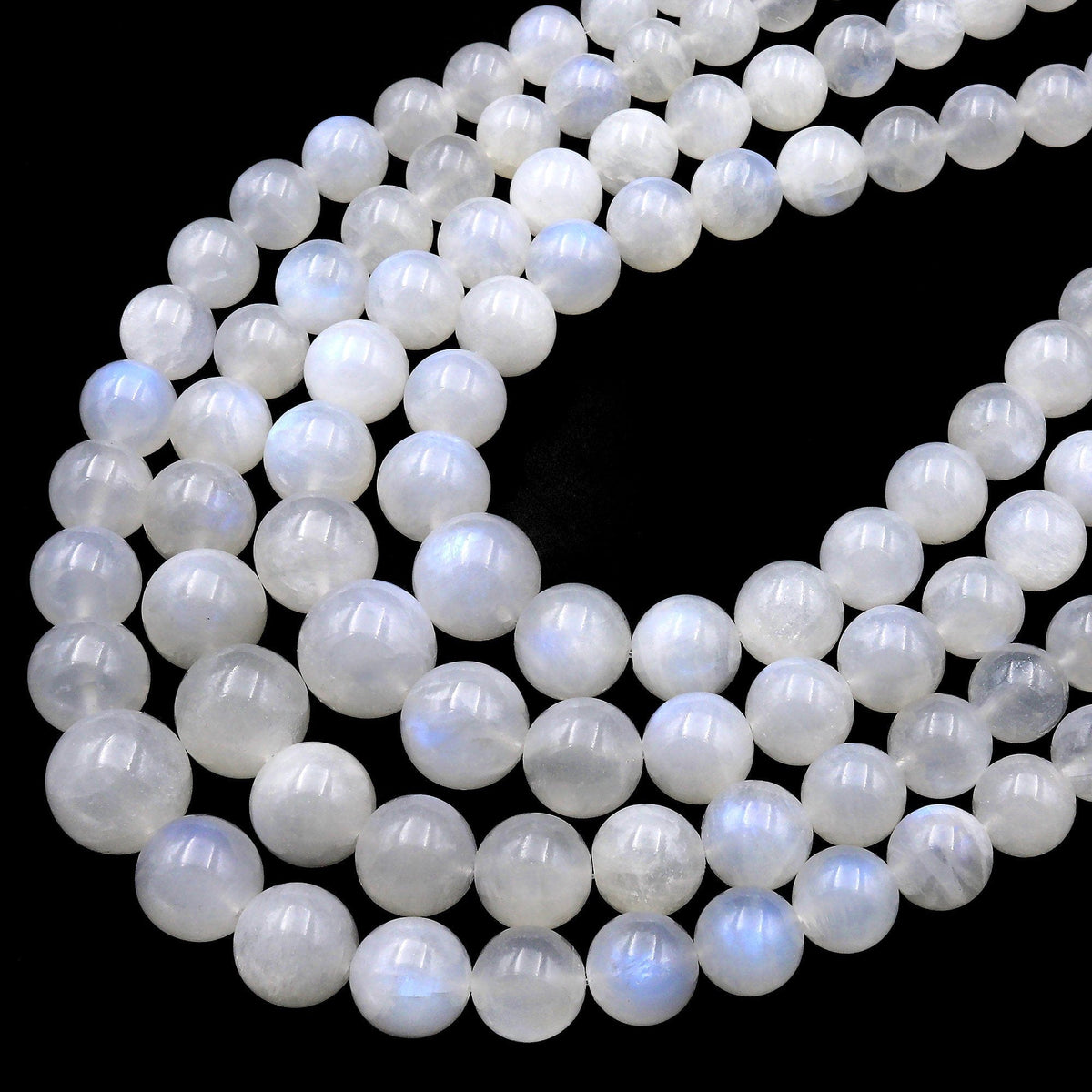 Graduated Natural Rainbow Blue Moonstone Round Beads 23