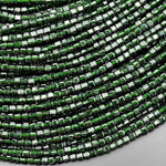 Micro Faceted Green Goldstone Sandstone Beads 2mm Cube 15.5" Strand