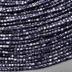 Micro Faceted Blue Goldstone Sandstone Beads 2mm Gemstone Cube 15.5" Strand