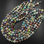 Hand Made Cloisonné Coin Beads 12mm Decorative Floral Copper Enamel 15.5" Strand