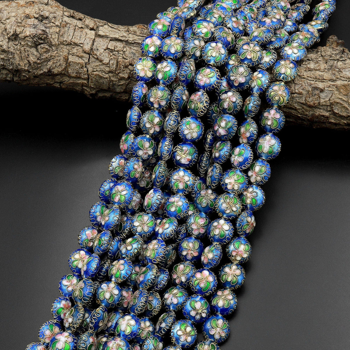 Unique Dark Blue & Green Turquoise with Cloisonné Beads shops 17