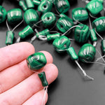 Large Natural Malachite Guru Beads 3 Holes T-Beads Set For Mala Making 12mm 14mm