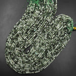 Faceted Natural Green Tourmaline Rutile Quartz 3mm 4mm Round Beads 15.5" Strand
