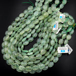 Natural Green Prehnite Oval Beads 15.5" Strand
