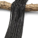 Natural Black Lava Rock Thin Long Tube Beads 14mm 15.5" Strand