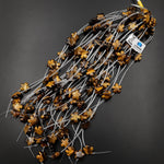 Natural Tiger's Eye Carved Cherry Blossom Flower Gemstone Beads 15mm