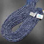 Natural Blue Sapphire Faceted Gemstone Cube Beads 2mm 15.5" Strand