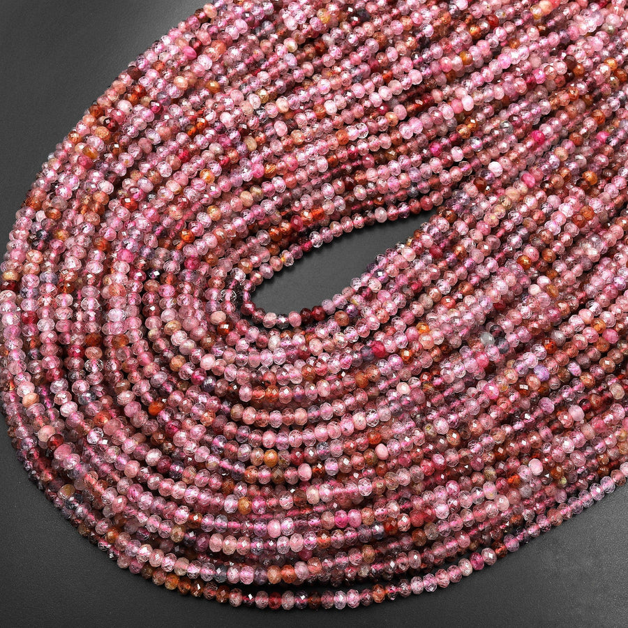 Real Genuine Natural Multicolor Spinel Faceted Rondelle Beads 3mm Gemstone 15.5" Strand