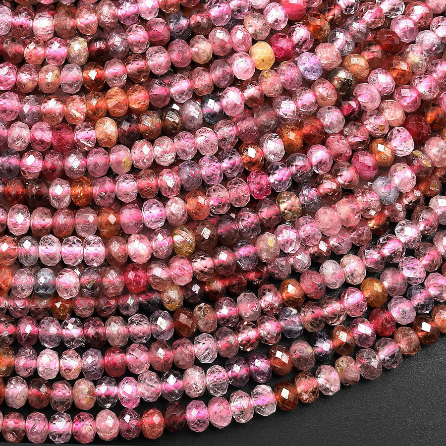 Real Genuine Natural Multicolor Spinel Faceted Rondelle Beads 3mm Gemstone 15.5" Strand