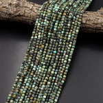 Natural African Turquoise Faceted 4mm Cube Gemstone Beads 15.5" Strand