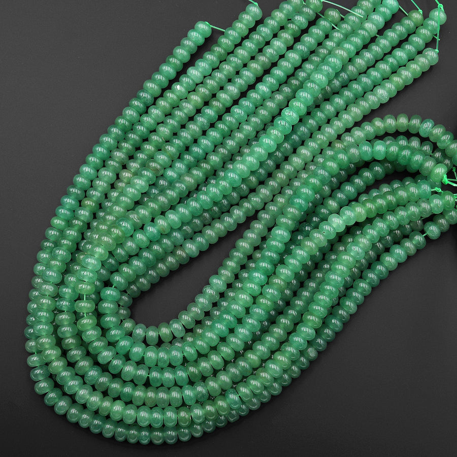 AAA Natural Green Aventurine 8mm Rondelle Beads 15.5" Strand